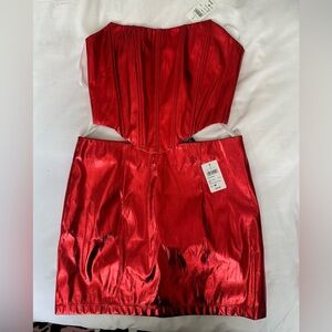 ❤️Windsor Red Metallic 2 Piece Set – Corset Top + Mini Skirt – Size Medium – NWT